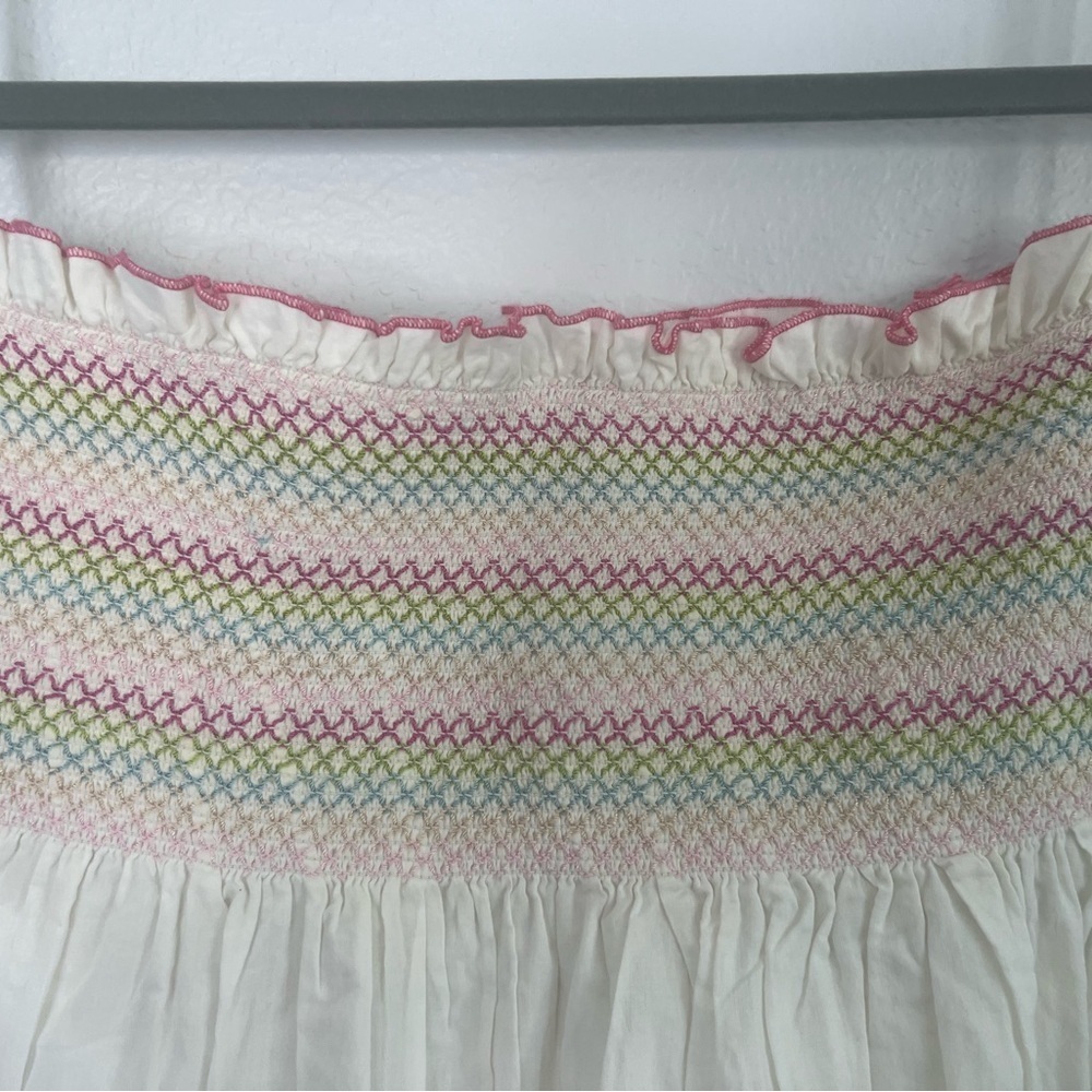 Vintage White straplessSmocked Top with Multicolor Embroidery - Picture 3 of 15